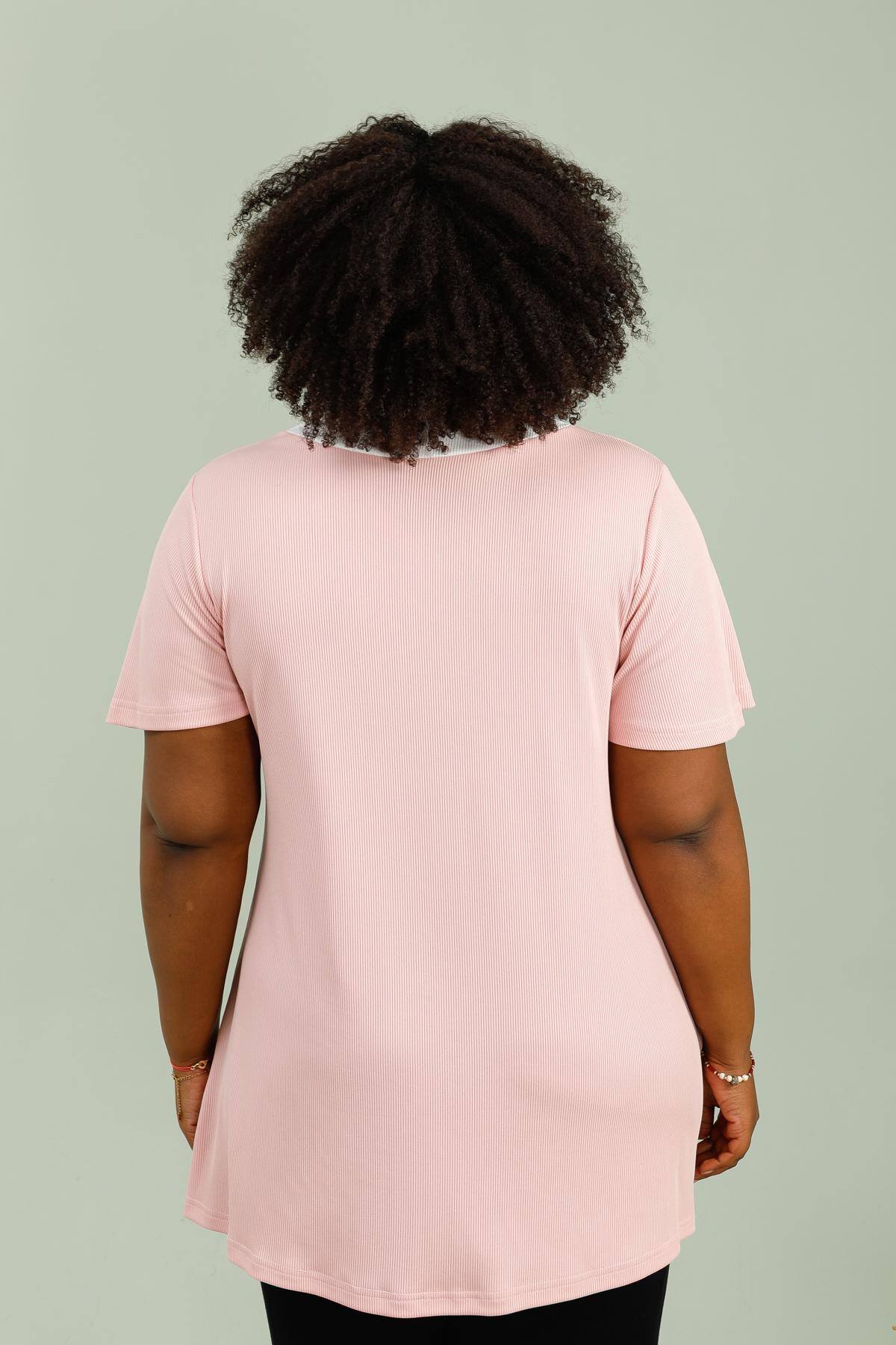 Tvåfärgad elastisk midjetunika i Stor Storlek