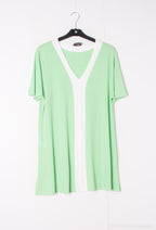 Plus Size Two-tone elastic waist tunics on the front