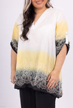Plus Size Tunika med Broderi och Flytande Ben