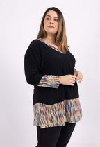 Plus Size V-neck Tunika i Enkla och Randiga Mönster