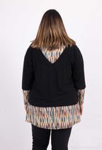 Plus Size V-neck Tunika i Enkla och Randiga Mönster
