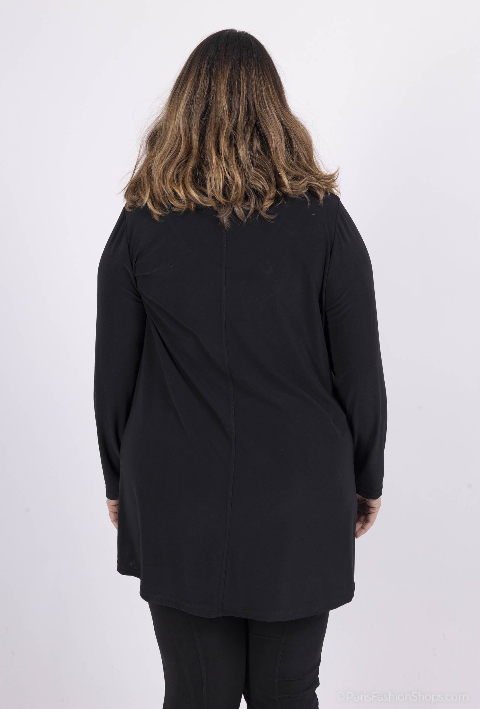 Plus Size Spets Tunika med Öppen Krage