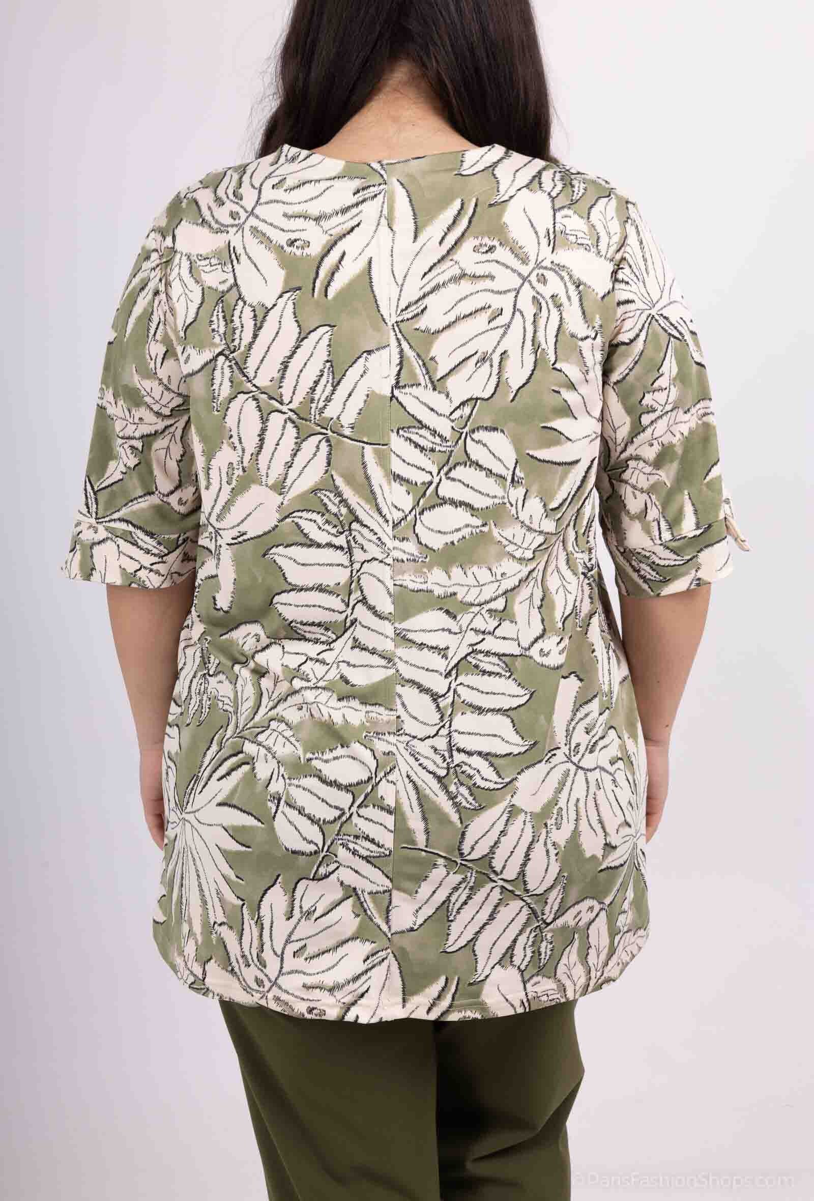 Plus Size Tunika med V-ringning i Tryck