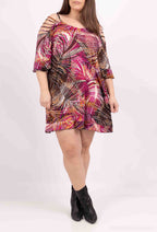 Plus Size Off-the-Shoulder Print Tunika