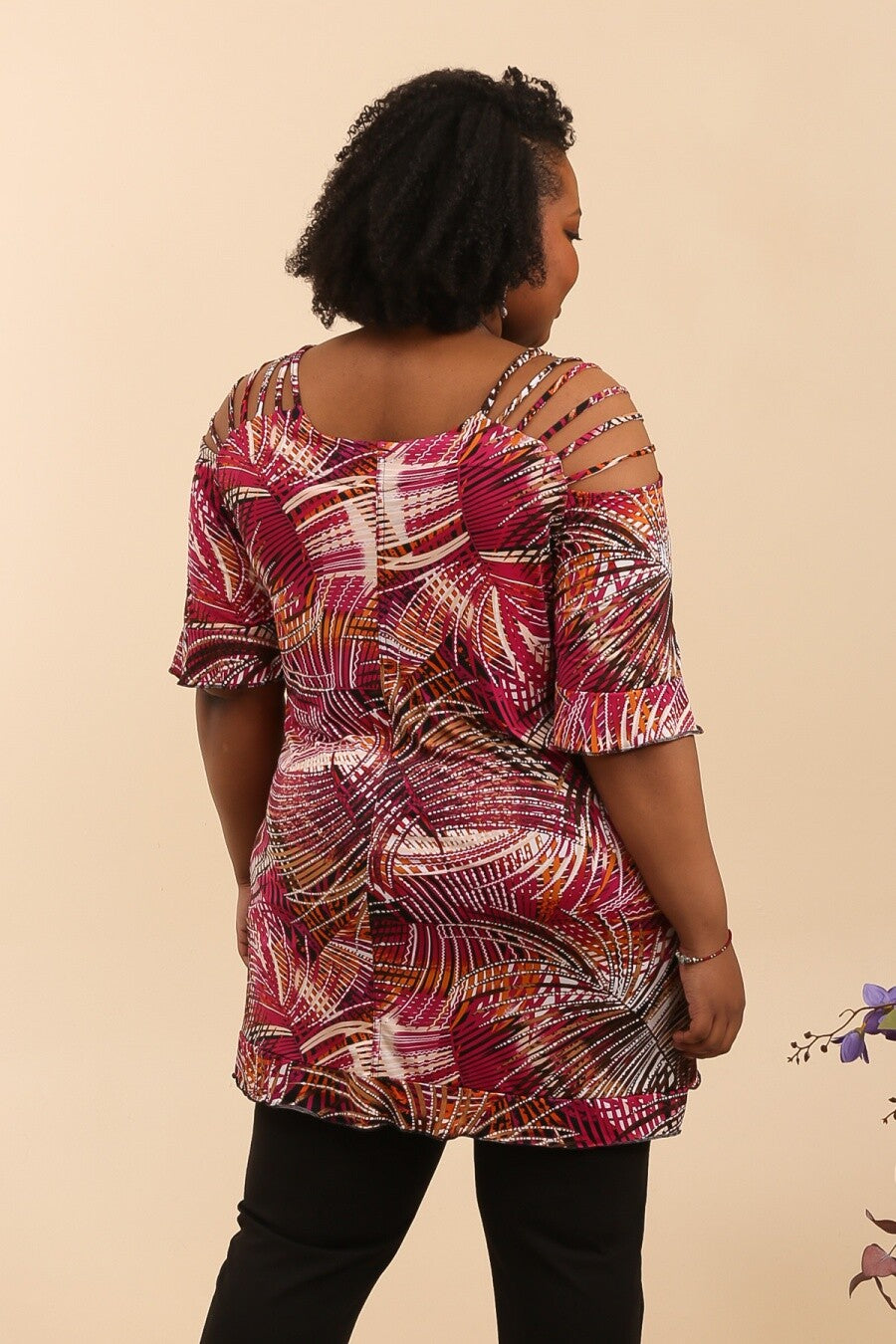 Off-the-Shoulder Print Tunics i Stor Storlek