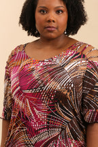 Off-the-Shoulder Print Tunics i Stor Storlek