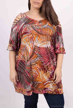 Plus Size Off-the-Shoulder Print Tunika