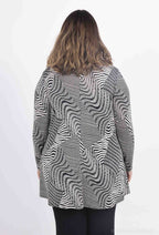 Plus Size Tunika med Öppen Krage i Mönster
