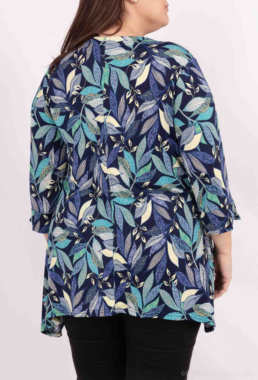 Plus Size ZIP V-neck Mönstrad Tunika