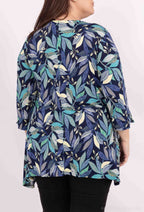 Plus Size ZIP V-neck Mönstrad Tunika