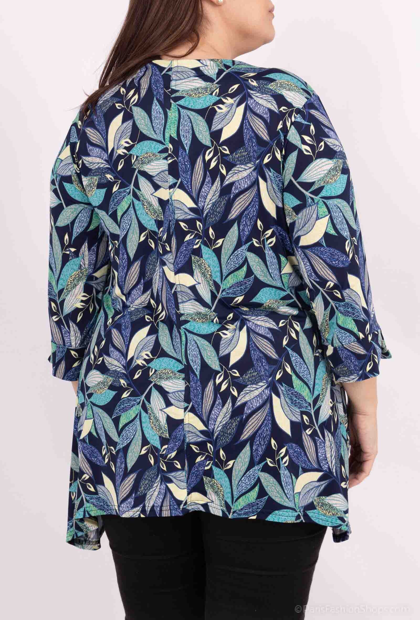 Plus Size ZIP V-neck Mönstrad Tunika