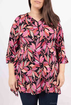 Plus Size ZIP V-neck Mönstrad Tunika