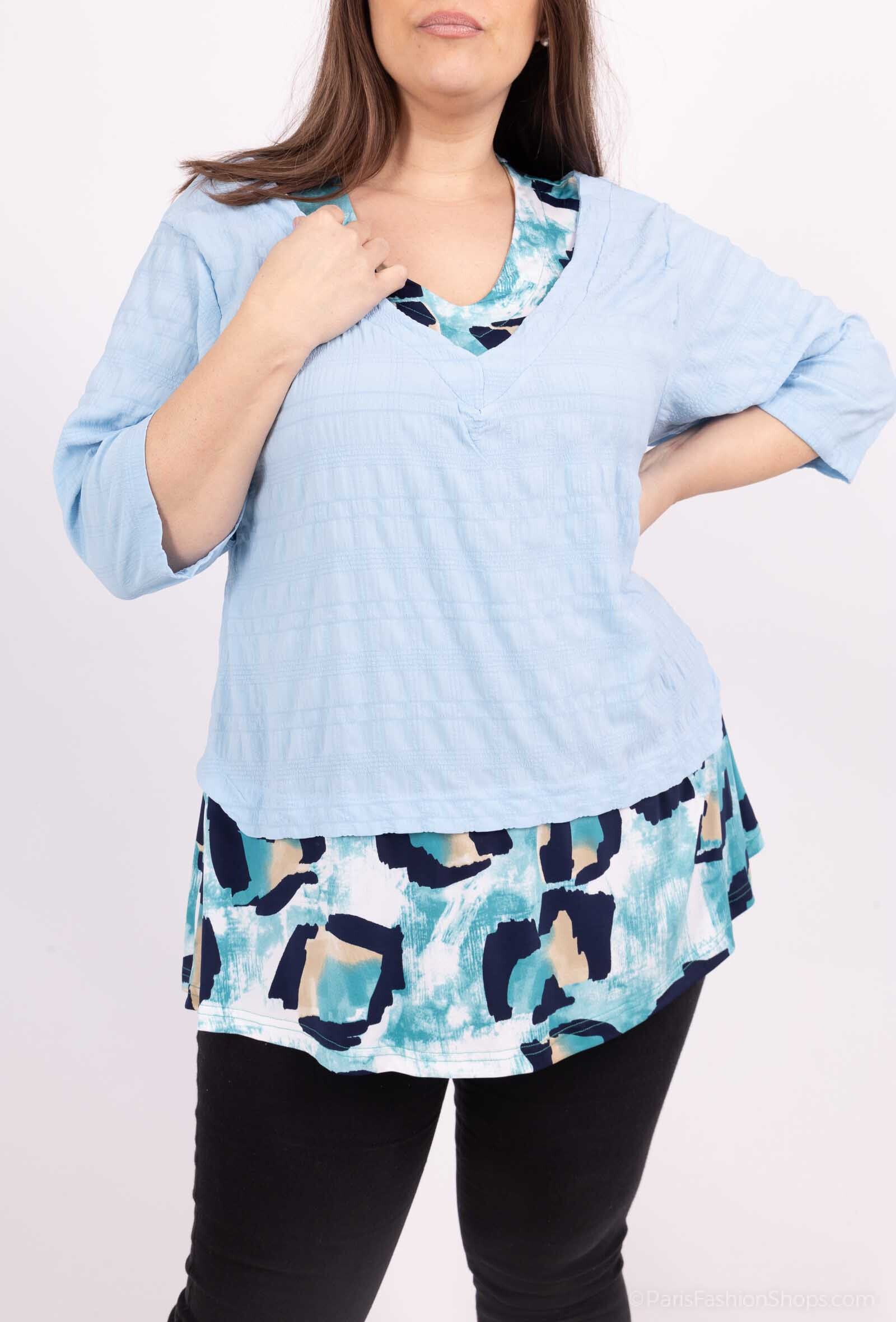 Plus Size Tunikor i Korta Ärmar av Bubbeltyg