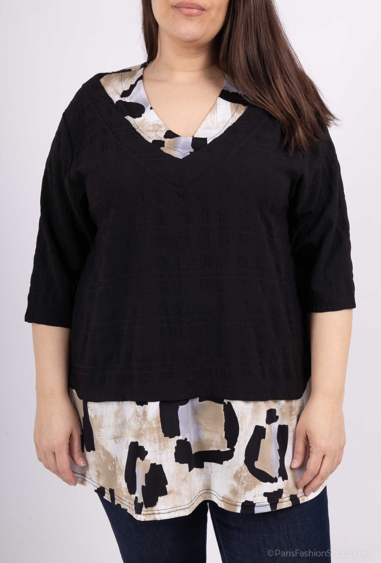 Plus Size Tunikor i Korta Ärmar av Bubbeltyg