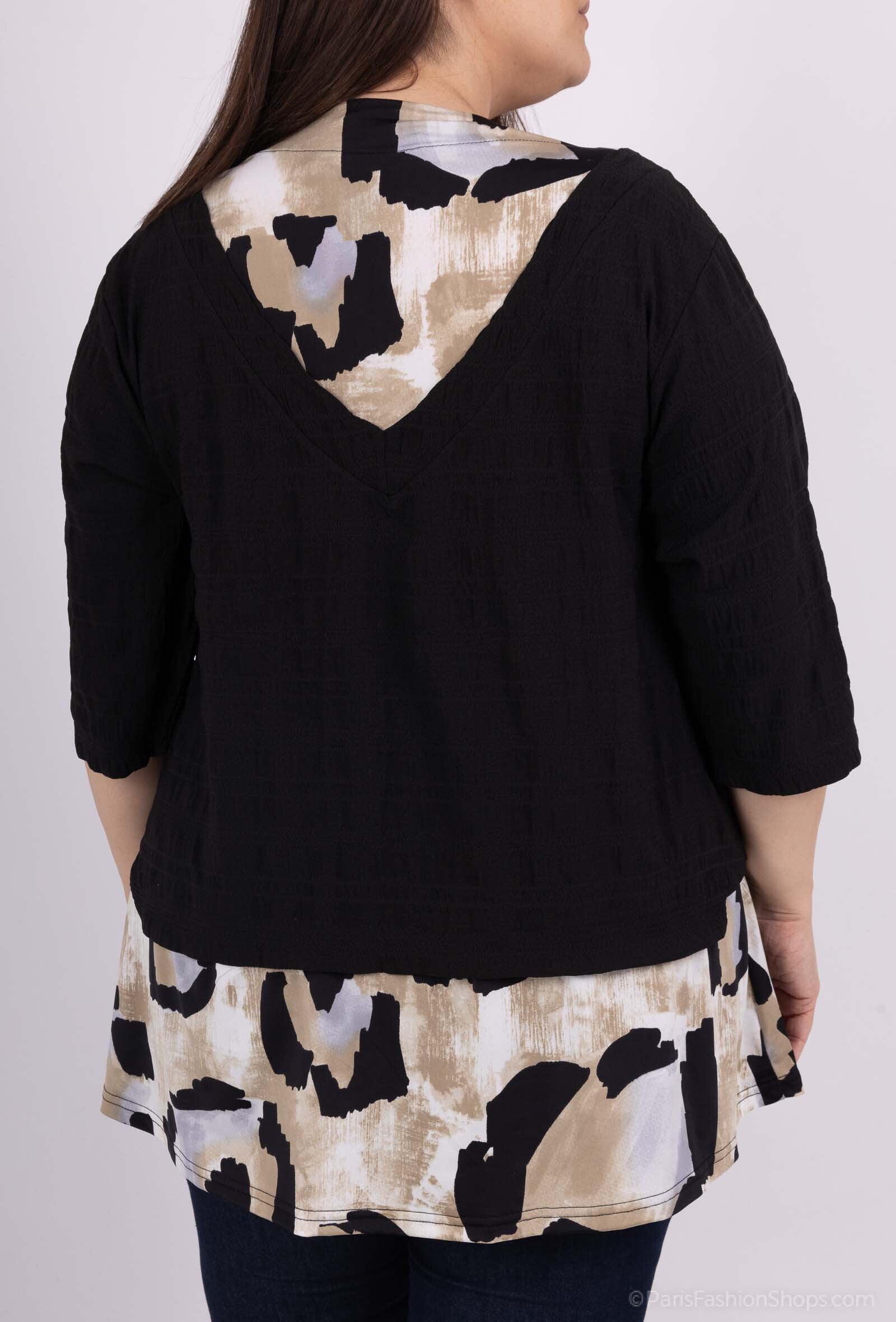 Plus Size Tunikor i Korta Ärmar av Bubbeltyg