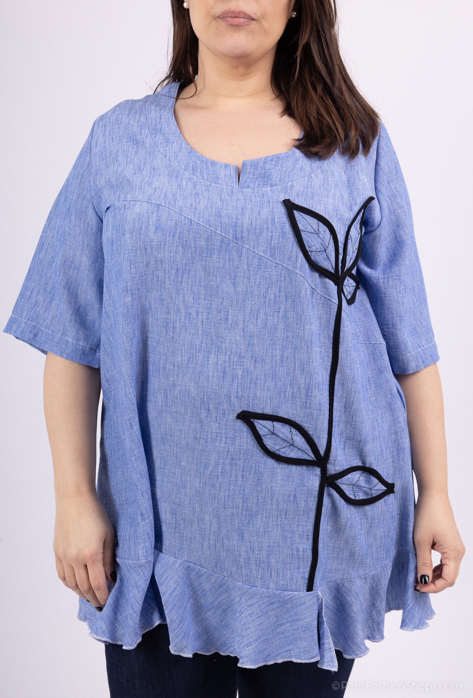 Plus Size Tunika i Linne - Storlek 46-48