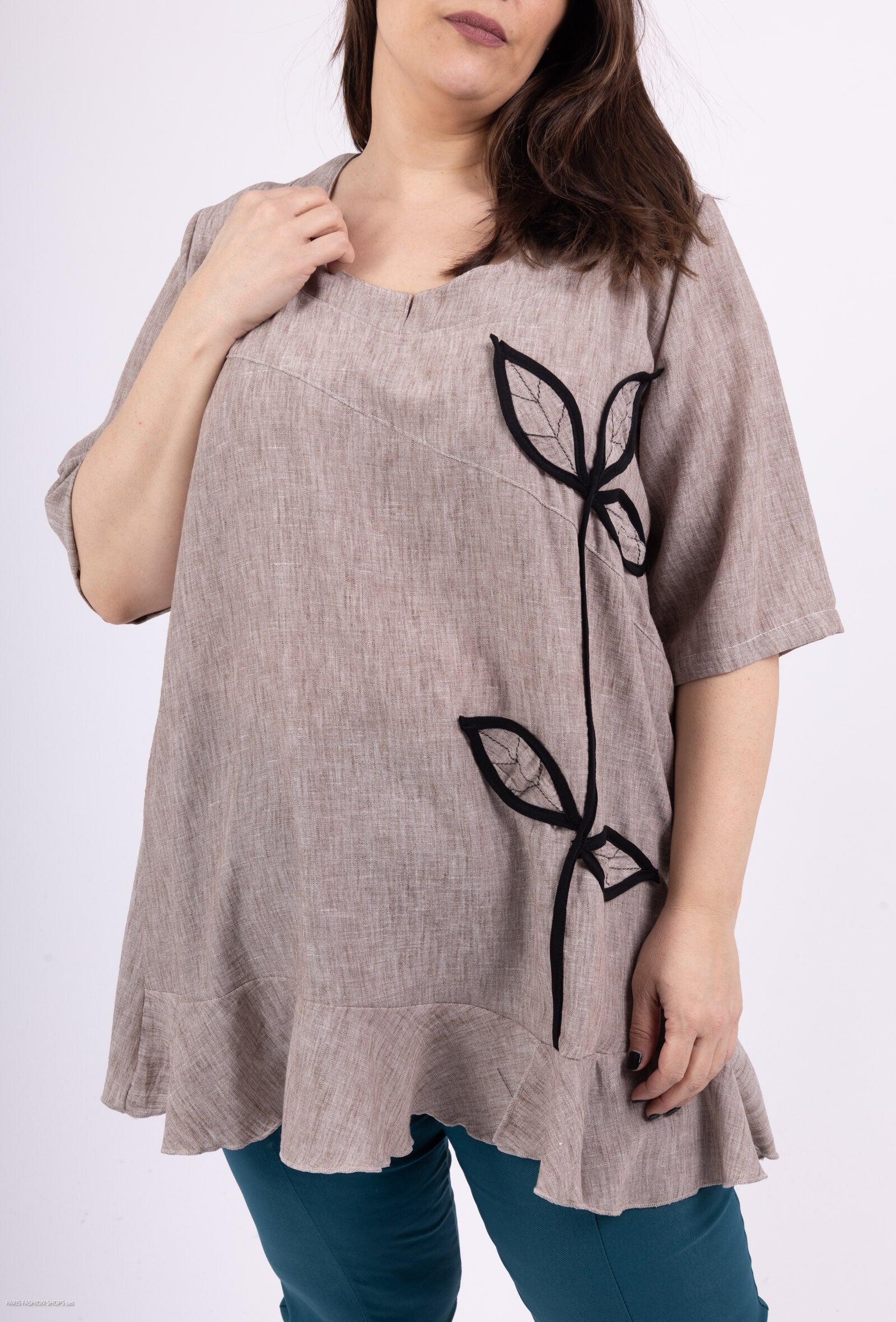 Plus Size Tunika i Linne - Storlek 46-48