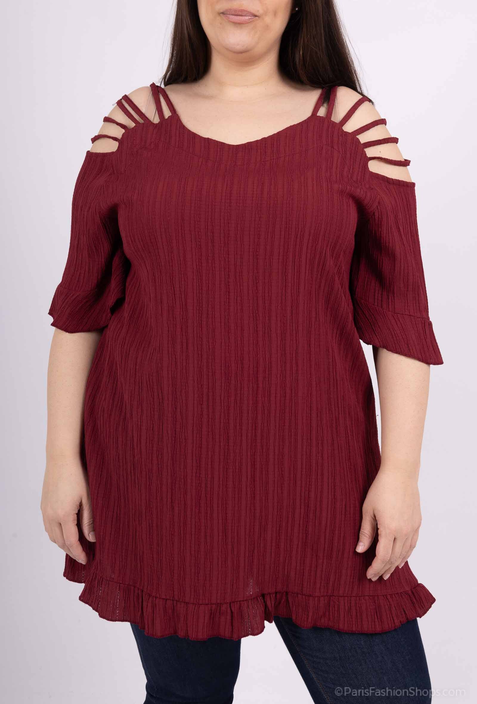 Plus Size Tunika med Nakenaxlar för Sommaren