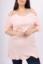 Plus Size Tunika med Nakenaxlar för Sommaren