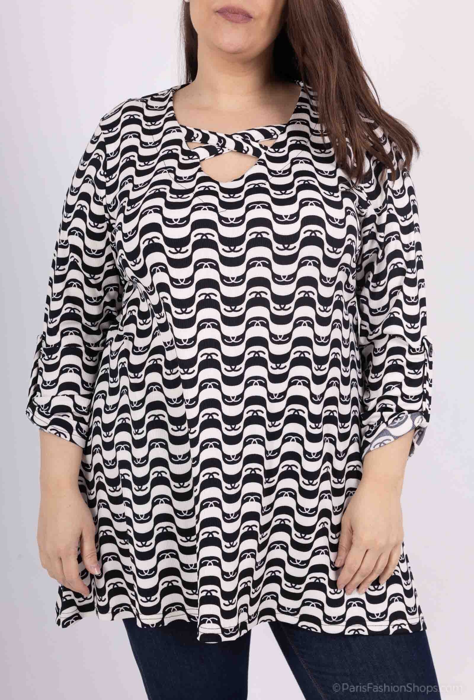 Plus Size Tunika med Korslagda Kragar