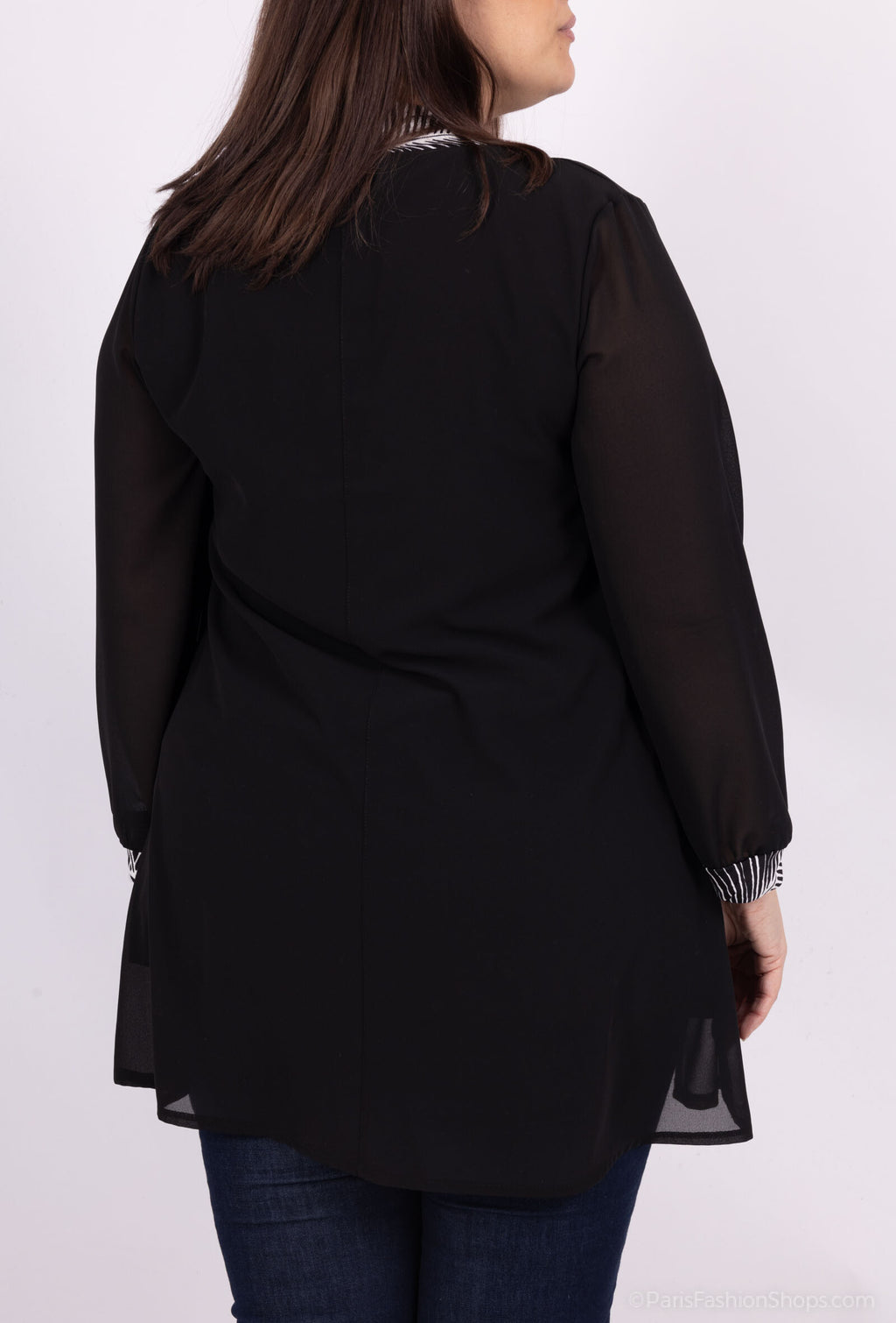 Plus Size Voile Tunika med Tryck och Slipsdekoration