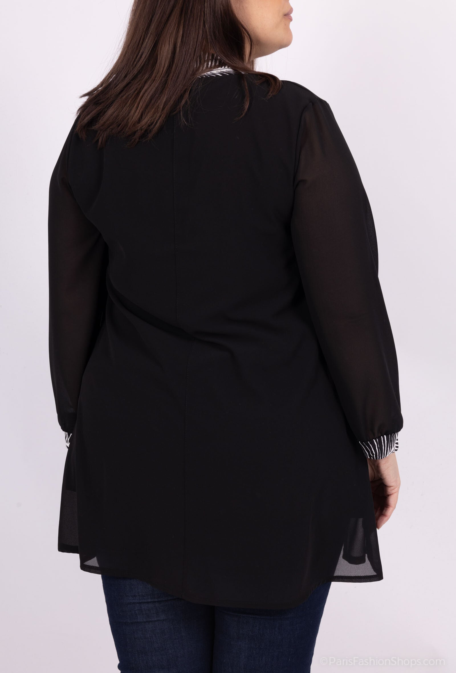 Plus Size Voile Tunika med Tryck och Slipsdekoration