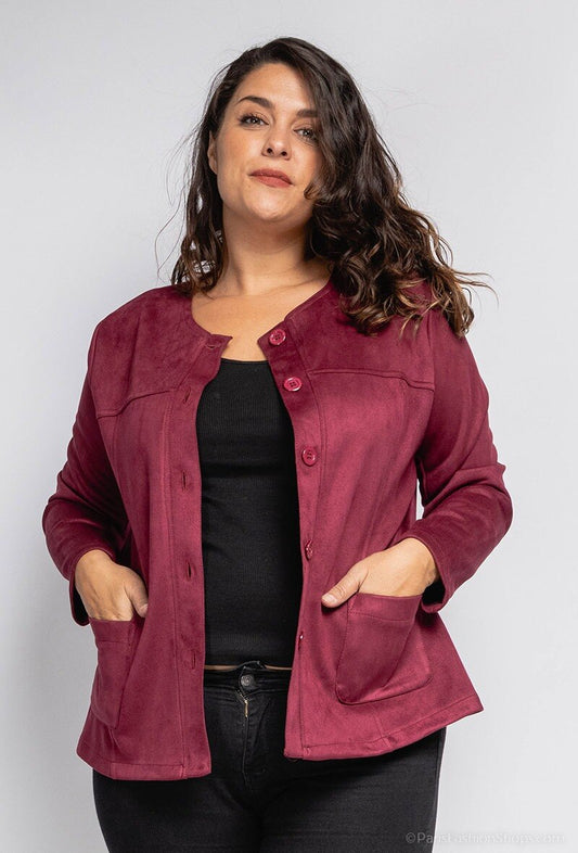 Plus Size Button Jacket för Stora Storlekar