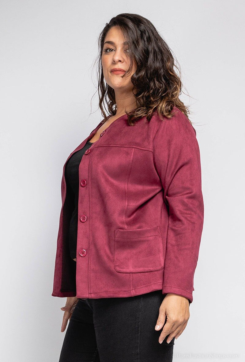 Plus Size Button Jacket för Stora Storlekar