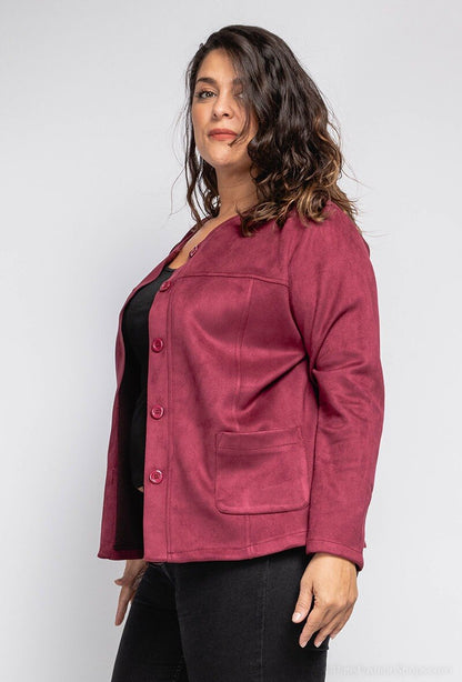 Plus Size Button Jacket för Stora Storlekar