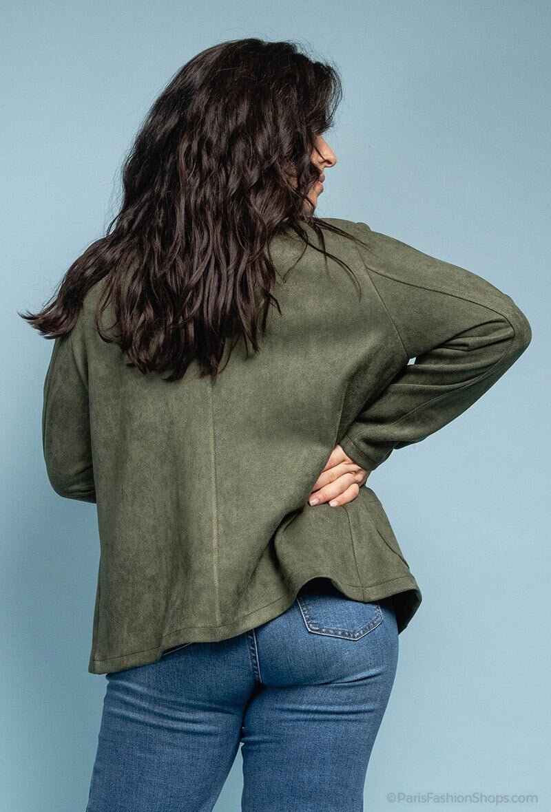 Plus Size Button Jacket för Stora Storlekar