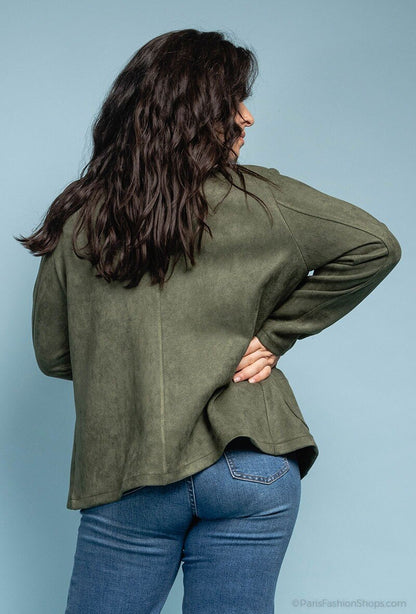 Plus Size Button Jacket för Stora Storlekar
