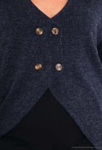 Plus Size Hooded Knit Button Jacket