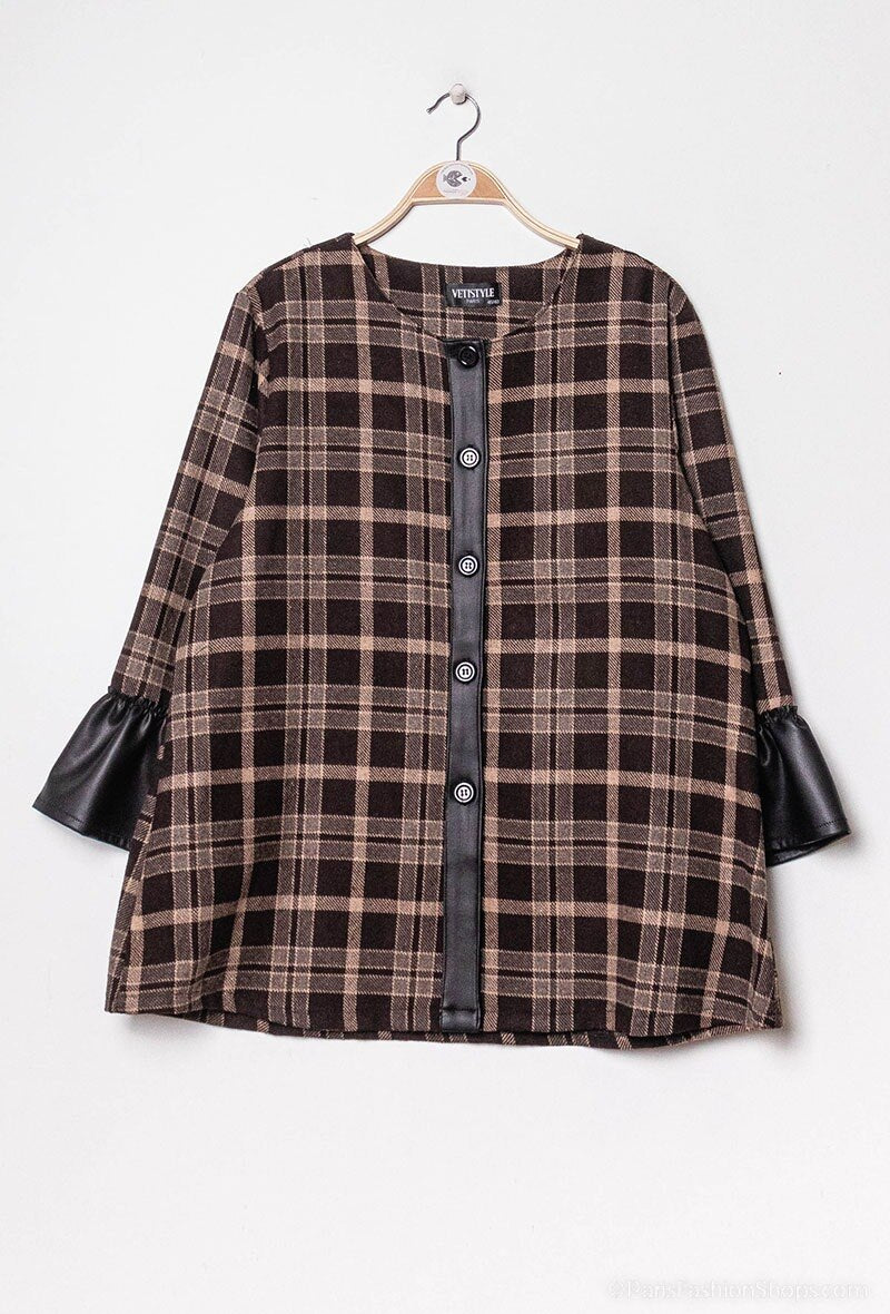 Plus Size Rutig Jacka