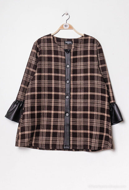 Plus Size Rutig Jacka