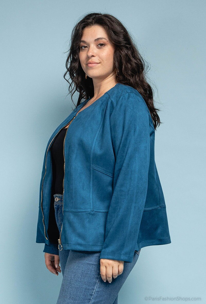 Plus Size Zipped Jacket för Stora Storlekar