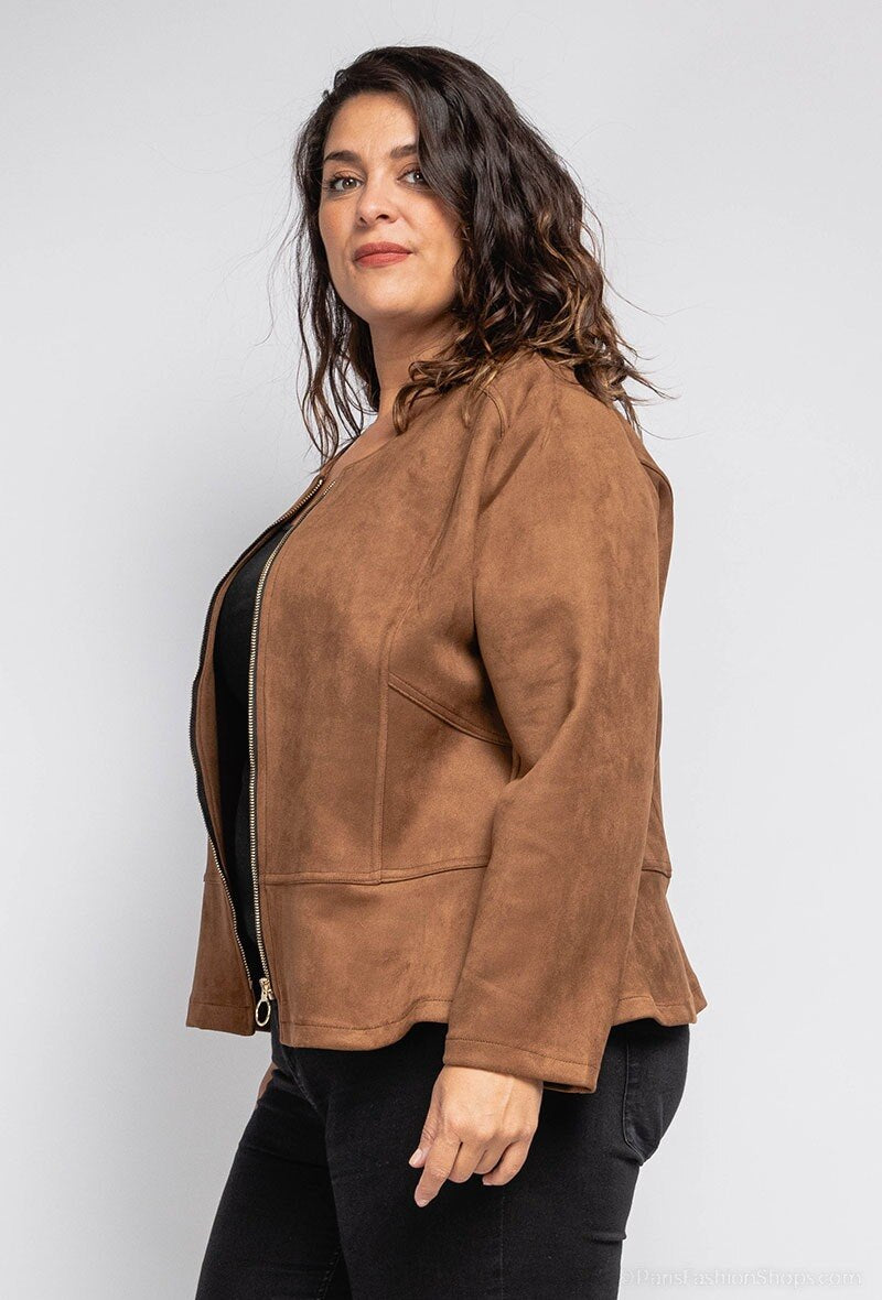 Plus Size Zipped Jacket för Stora Storlekar