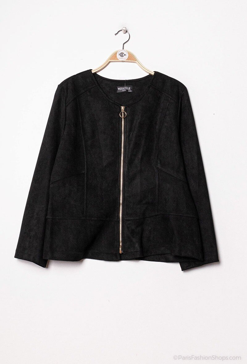 Plus Size Zipped Jacket för Stora Storlekar