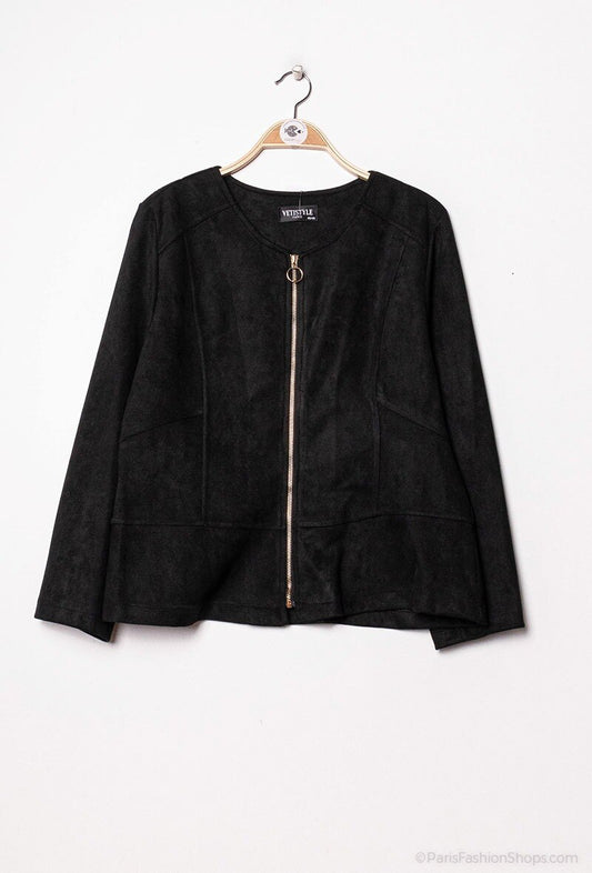 Plus Size Zipped Jacket för Stora Storlekar