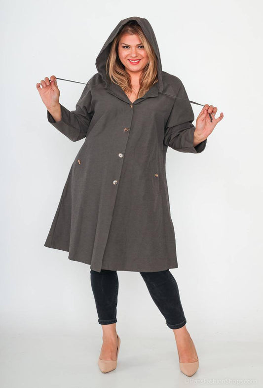 Plus Size Jacka med Huva