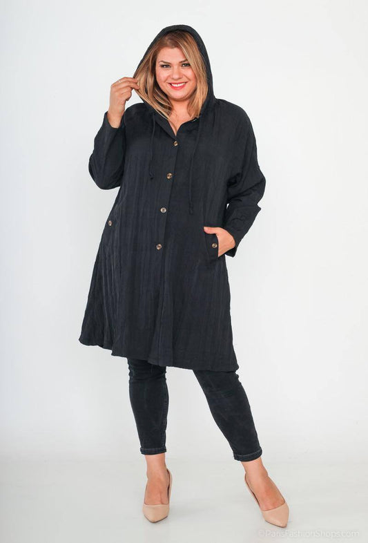 Plus Size Jacka med Huva