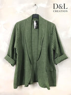 Randig Blazerjacka med Fuskfickor i Stl 38 till 52 | Plus Size
