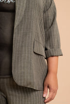 Randig Blazerjacka med Fuskfickor i Stl 38 till 52 | Plus Size