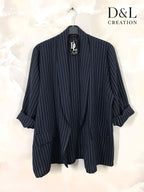 Striped blazer jacket with faux pockets sizes 38 to 52 i Plus Size