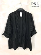 Striped blazer jacket with faux pockets sizes 38 to 52 i Plus Size