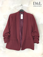 Blazer jacket with rolled-up sleeves and faux pockets