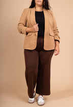 Blazer jacket with rolled-up sleeves and faux pockets