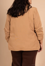 Blazerjacka med uppvikta ärmar och fuskfickor, storlekar 10 till 20 i Stor Storlek