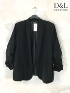 Blazer jacket with rolled-up sleeves and faux pockets
