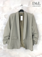 Blazer jacket with rolled-up sleeves and faux pockets