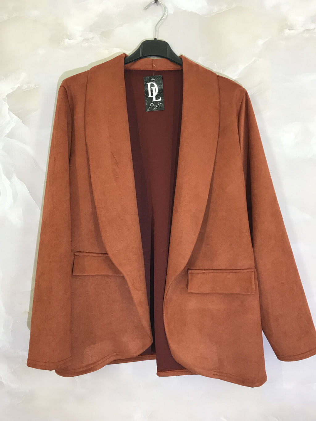Chic Suede-Look Blazer Jacket i Stor Storlek (Storlek 10 till 20)